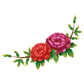 手绘国潮中国风古典牡丹花国花花卉装饰图案PSD设计素材