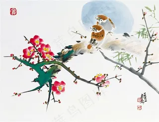 国画花鸟文化艺术摄影图片