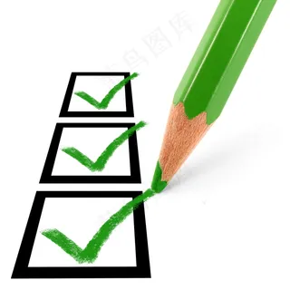 绿色铅笔打钩图片