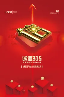 红色诚信315消费者权益日海报