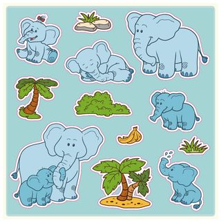 卡通动物不干胶标签贴纸