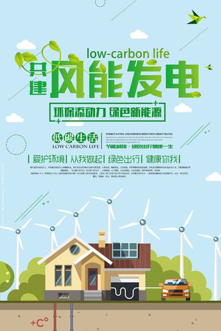 创意风能发电绿色能源环保宣传海报