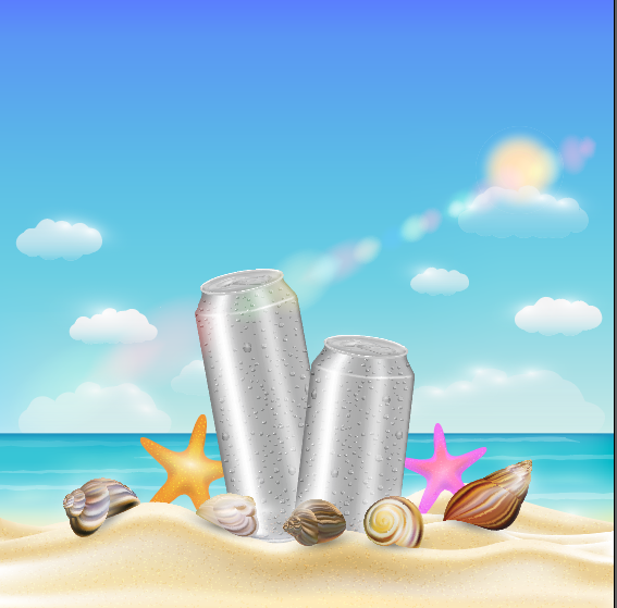 夏天海滩大海背景eps,ai矢量模版下载