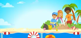 玩耍的卡通儿童PSD素材