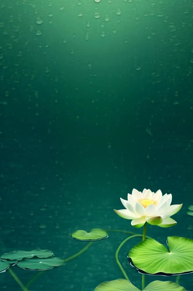 中国风传统绿色莲花简约背景(896x1344)
