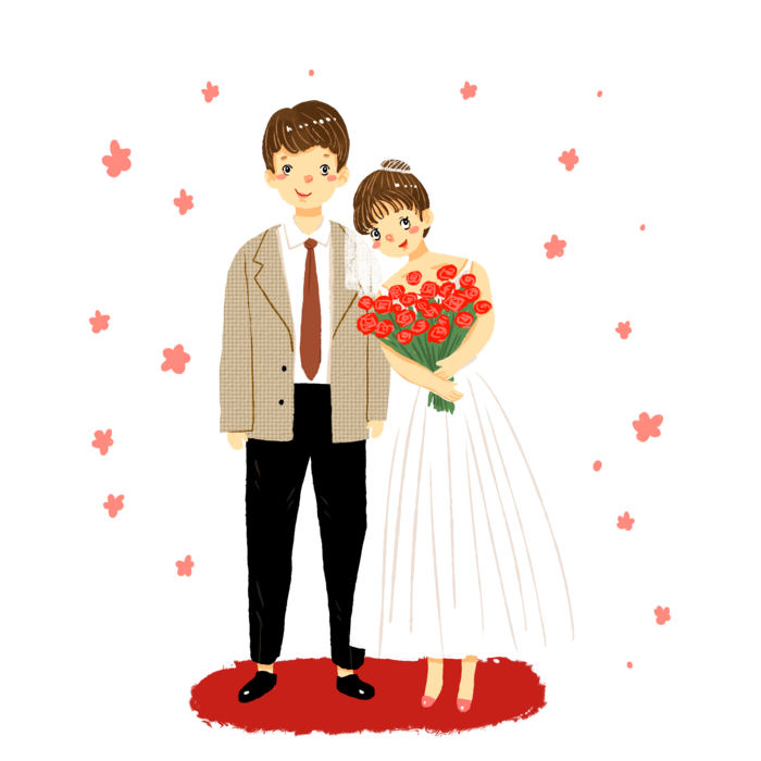 婚纱卡通人物婚礼白纱结婚婚纱摄影手绘