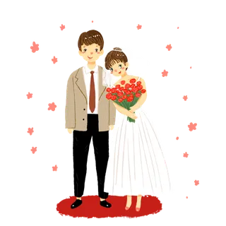 婚纱卡通人物婚礼白纱结婚婚纱摄影手绘