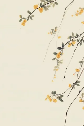 桂花枝叶清新黄色国风背景