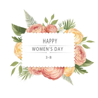 手绘妇女节白色花卉挂画