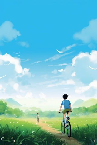 清新绿色户外自行车旅游玩耍背景