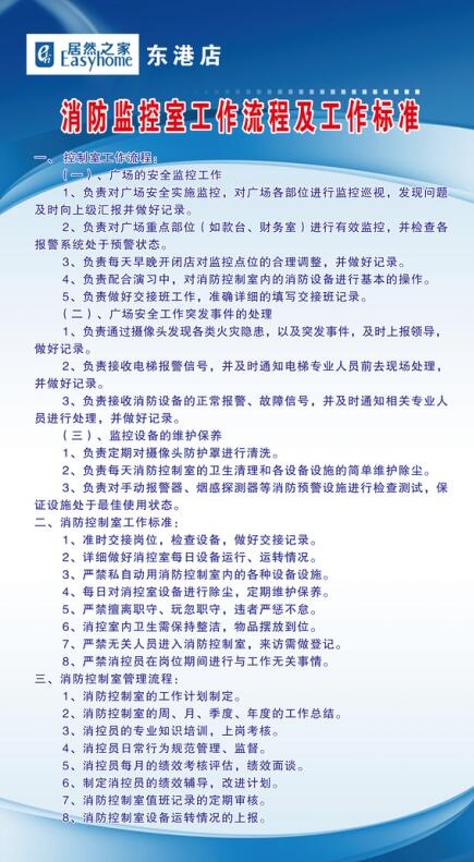 消防监控室工作流程及工作标准psd模版下载