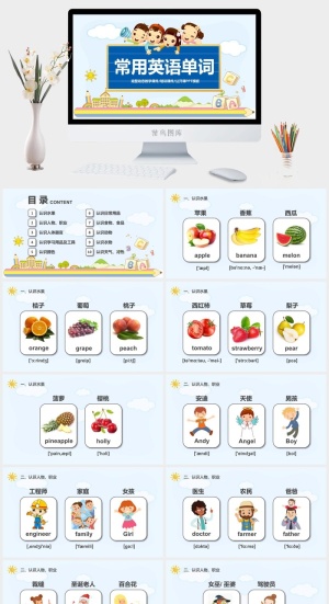 常用英语单词教育教学培训PPT预览图