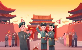 军人*红色卡通插画背景