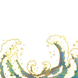 中国风国潮插画海浪波浪背景装饰浪花图案元素