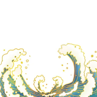 中国风国潮插画海浪波浪背景装饰浪花图案元素