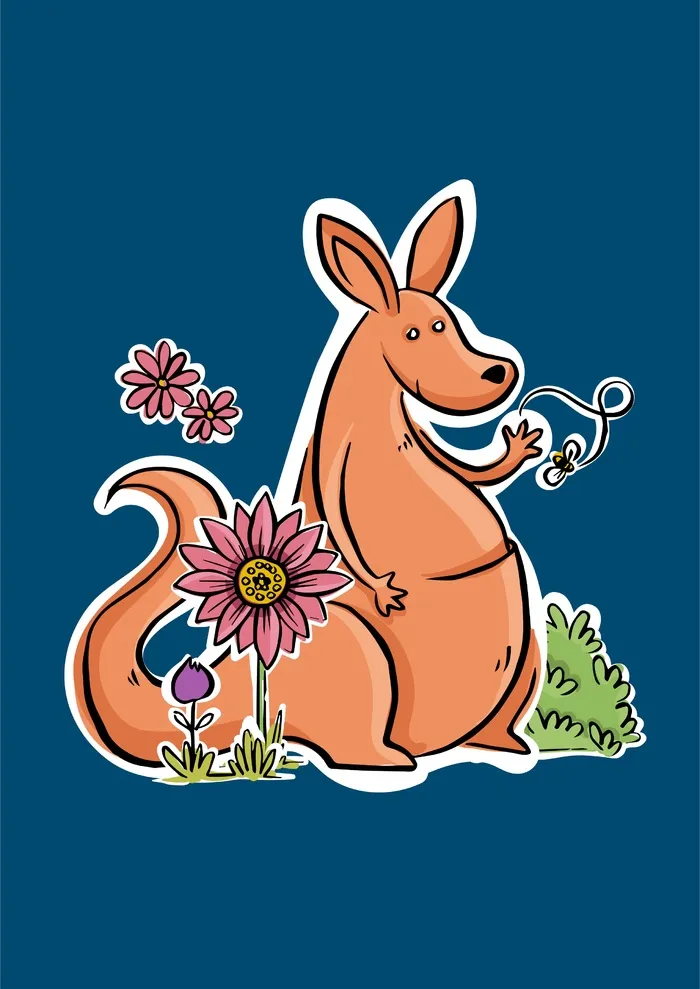 温馨小袋鼠小花小草cdr矢量模版下载