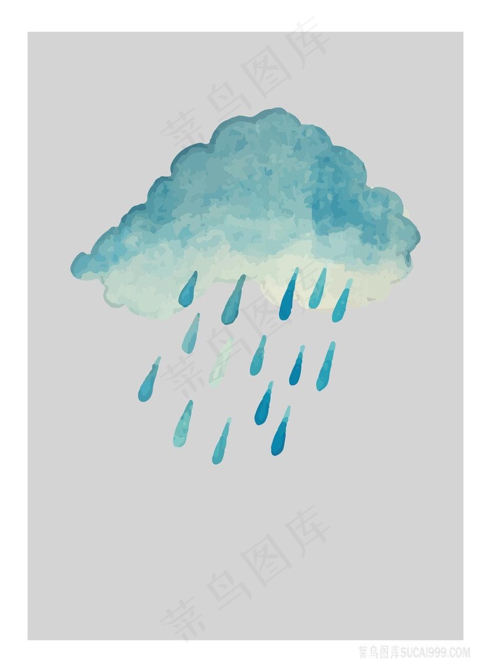手绘乌云雨高清装饰画