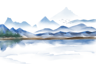 清明元素古风中式清明节山水画中国风绿色