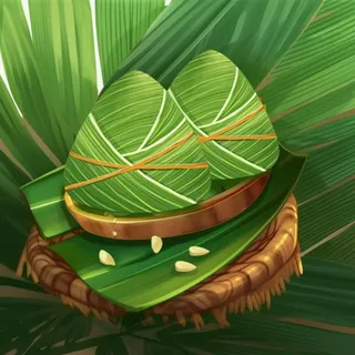粽子绿叶素材背景