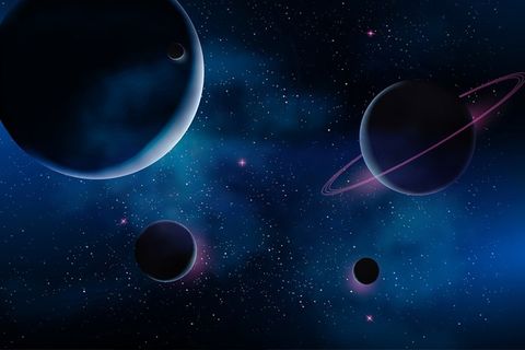 可爱卡通蓝紫色星空天空宇宙太空星球星系幻彩背景