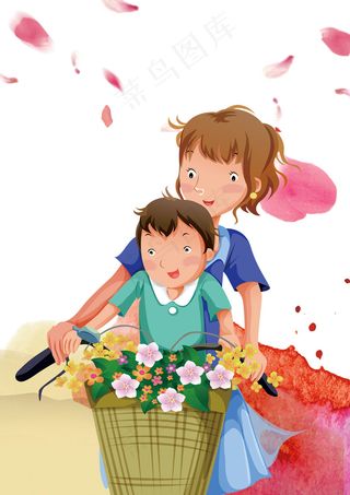 手绘母亲节插画漫画素材