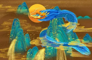 国潮烫金中国风仙鹤装饰画海报