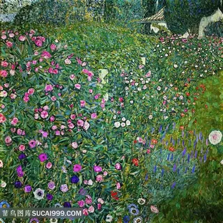 克里姆特油画花卉花圃艺术风景画 克里姆特油画花卉花圃艺术风景画