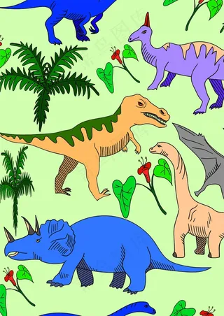 恐龙世界 三角龙霸王龙 翼龙