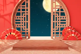 中国风古典喜庆C4D背景图3D国潮场景促销活动海报PSD设计素材模板