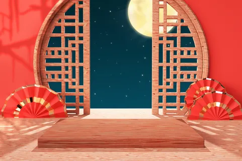 中国风古典喜庆C4D背景图3D国潮场景促销活动海报PSD设计素材模板 中国风古典喜庆C4D背景图3D国潮场景促销活动海报PSD设计素材模板