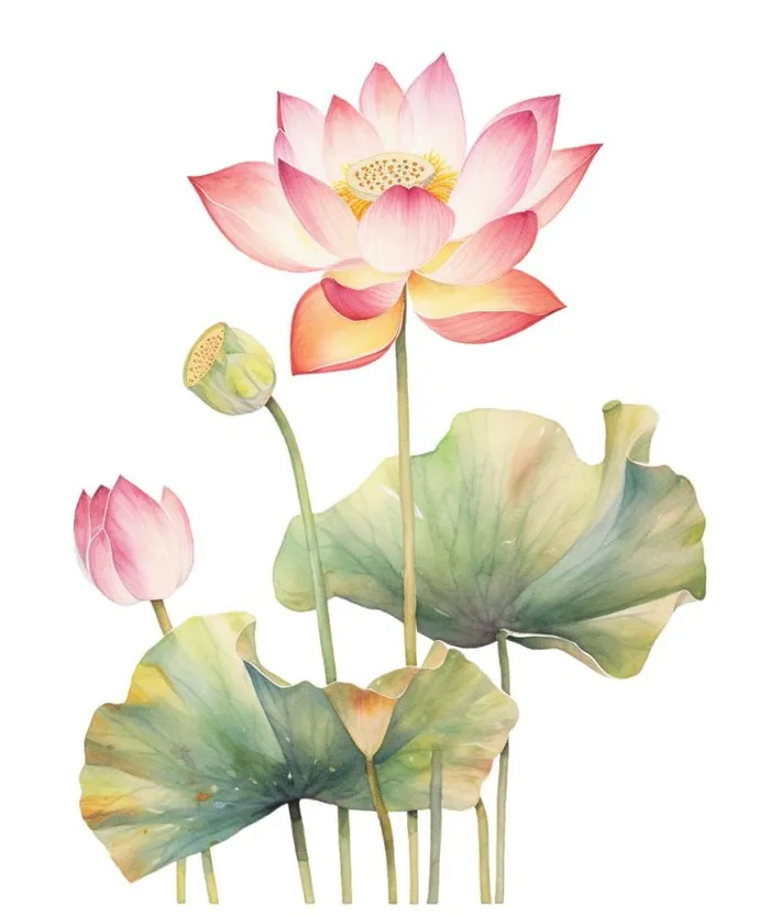 手绘荷花(1008x1200)