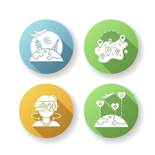 旅游平面设计长长的影子标志符号图标集