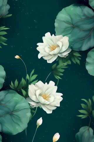 墨绿色荷花荷叶国风背景