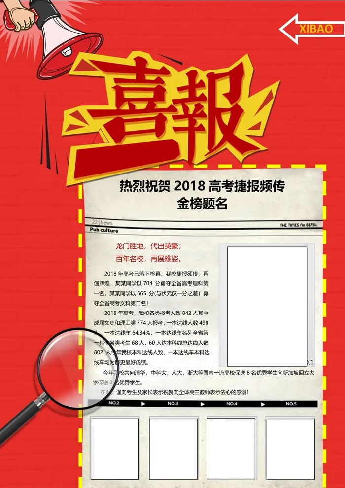 喜报战报海报贺喜金榜题名