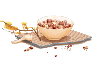 腊八元素-卡通腊八节腊八粥艺术字体八宝粥PNG免扣腊八海报装饰插画PNG素材