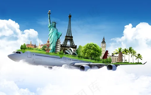 飞机上的旅行创意图片 飞机上的旅行创意图片