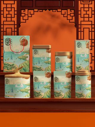 高端文创样机素材产品中国风国潮logo礼盒包装VI智能贴图PSD模板