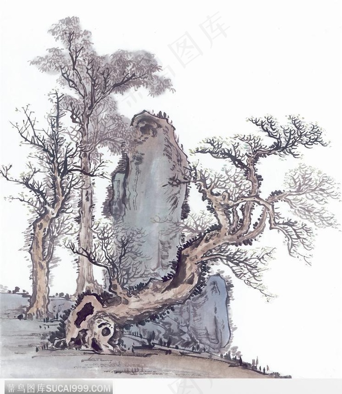 水墨青松图