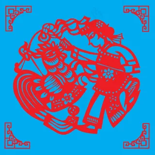 鸡年剪纸 剪纸风元素