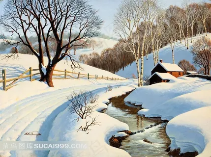 高清山野雪景房屋图片 高清山野雪景房屋图片