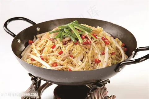 中华美食干锅娃娃菜摄影图