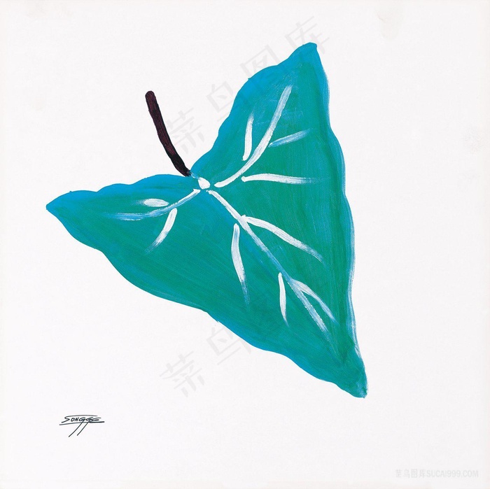 水彩树叶艺术插画