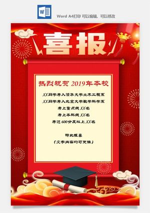 喜报战报海报贺喜光荣榜金榜题名预览图