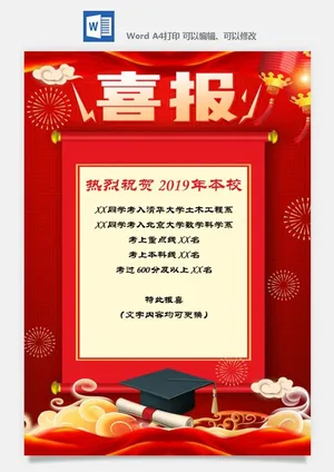 喜报战报海报贺喜光荣榜金榜题名预览图