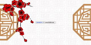 中国风传统水墨古风古典展板边框工笔画PS海报背景平面设计素材