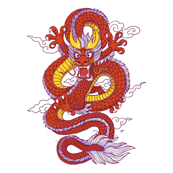 手绘山海经上古神兽夫诸凤凰麒麟青龙白虎朱雀玄武插画PSD素材psd模版下载
