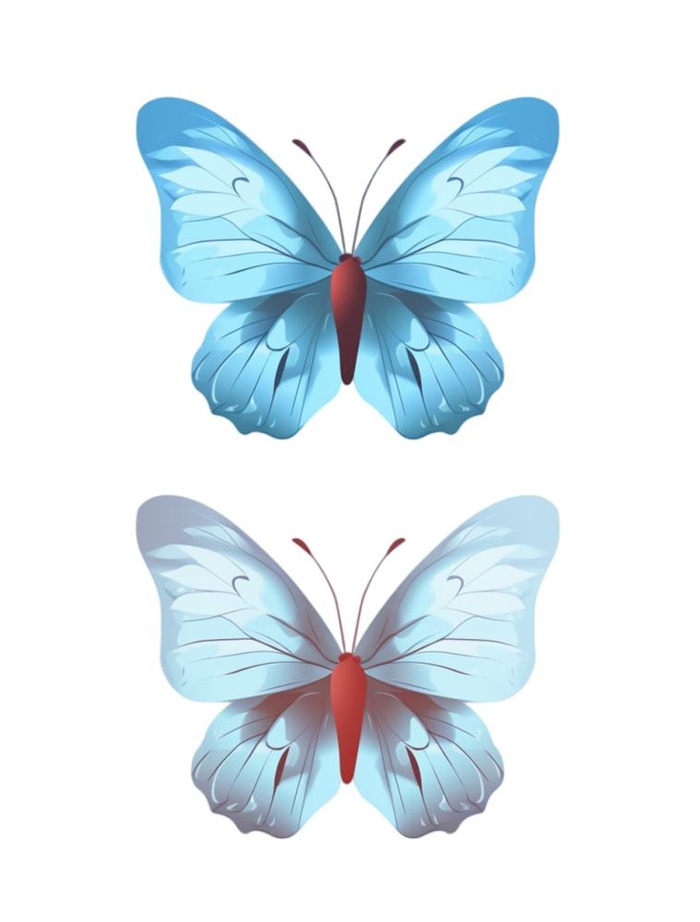 蝴蝶蓝色插画元素