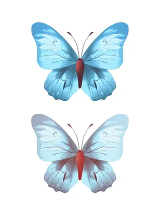 蝴蝶蓝色插画元素