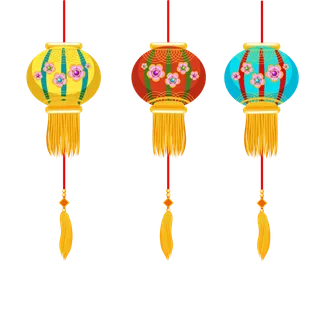 卡通手绘灯笼中秋节元宵节花灯新年海报元素PNG免扣PS素材