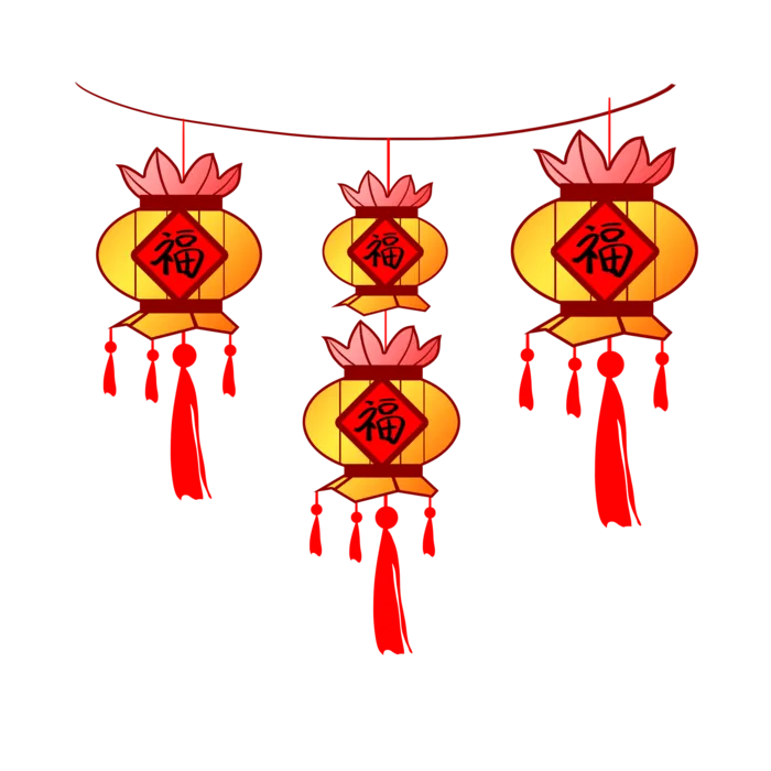 卡通手绘灯笼中秋节元宵节花灯新年海报元素PNG免扣PS素材